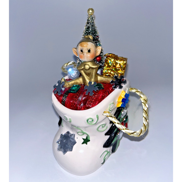Other - Vintage Ceramic Christmas Elf Pixie Spreading a little holiday Pixie Dust ! OOAK